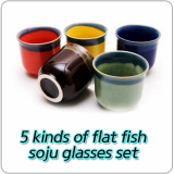 5 kinds of flat fish soju glasses set